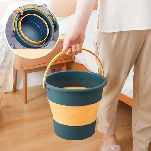VLLINFFRA Foldable Bucket for Bathroom Cleaning Car Wash Foot Soak Hot Cold Water (10 Litre_Pack of 1)