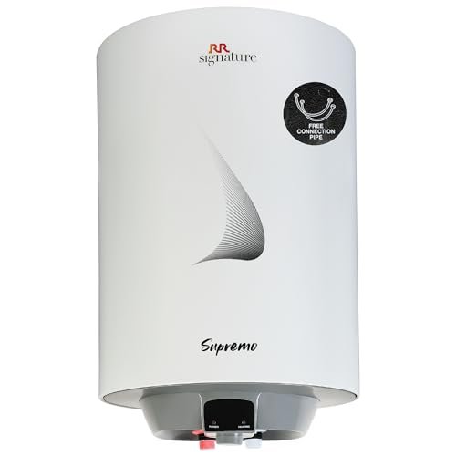 RR Signature Supremo 10L Star Rated Storage Water Heater for Home | Glass Line Tank Geyser | 8 Bar, Suitable for High Rise |Thermal Cutout |Safety Valve 2 Yr Warranty on Product & 6 Yr on Tank by RR