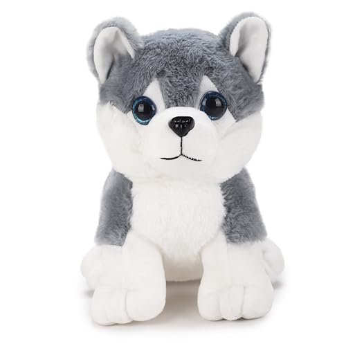 VK15 COLLECTION Plush Husky Dog Soft Toys for Kids, Stuffed Animal with Blue Eyes, Fluffy Toy, 30 CM