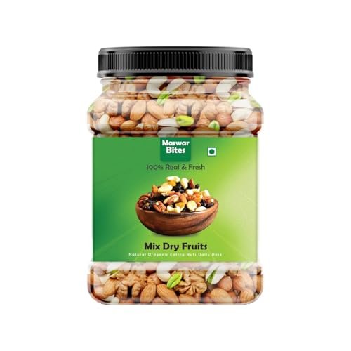 MarwarBites Mixed Dry Fruit Healthy Mixed Nut Dried Almonds, Black Raisins, Cashewnuts, Raisins, Apricot & Many More, Dry Fruits (250gm)
