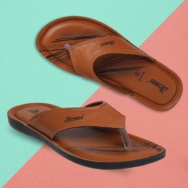 Paragon Paragon PUK2223G Men’s Slip-on Tan Sandals for Men | Comfortable Sole & Durable Men Sandals(Tan , 9)