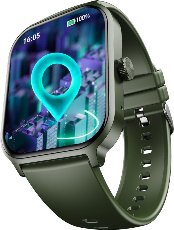 boAt Storm Call 3 Plus w/ Turn by Turn Navigation, QR Tray, 49.7cm(1.96″) HD Display Smartwatch(Olive Green Strap, Free Size)