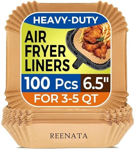 100Pcs, Disposable Air Fryer Paper Liners, Non-Stick Oil Resistant Parchment Paper for Frying, Baking, Cooking, Roasting and Microwave(Air Fryer 100)