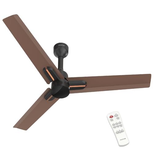 Polycab Wizzy Neo 1200mm 5-Star BLDC, Remote Ceiling fan for Living Room| 55% Energy Saving, 100% Copper, High Air Delivery, 6 Speed Setting, Free Installation | 4-yr Warranty【Brown Copper】
