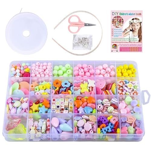Shopping Mart Bracelet Making Kit Children’s Jewelry Making Kit – DIY Bracelets, Necklace, Hairband, and Rings Craft Kits – Plastic Beads for Kids Crafts – Birthday Gift,Multicolor