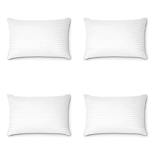 Habitat Rectangular 12×24 Inches Cushion, Set of 4, Leilani Microfiber Hotel Quality Premium Fibre Soft Cushion, Lumbar Pillow Filler – White