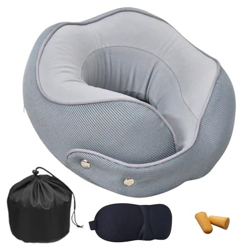 Nixy Hub Ultra Soft Memory Foam Neck Pillow (Green Grey) | Travel Accessories | Neck Pillow for Flight Travel (Fits Average & Large Necks) | Washable, Removable Cover | Multipurpose Comfort Pillow