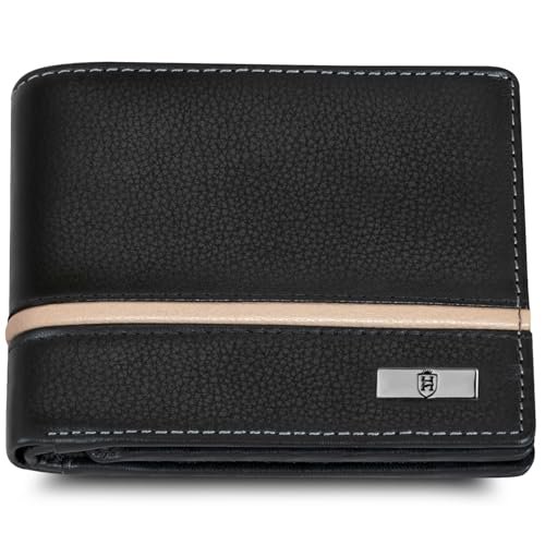 HORNBULL Denial Black/Cream Leather Wallet for Men | Wallets Men with RFID Blocking | Mens Wallet