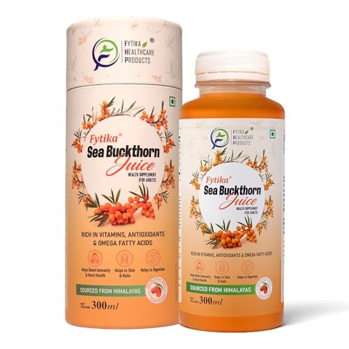 Fytika Sea Buckthorn Juice – 300 ML (PACK OF 1) | Pulp Concentrate Made for Your Total Body Care & Wellness | Rich in Vitamin C, Omega 3, 6, 7, 9 & Antioxidants | For Men & Women