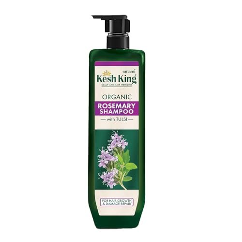 Kesh King Organic Rosemary Shampoo with Tulsi, anti hairfall shampoo for stronger hair growth and damage repair, sulphate free & ayurvedic, 300ml