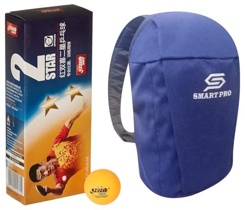 DHS TT Ball 40MM 2 Star Orange (10 Pcs Box) 40 PCS with Smart PRO TT Special Cover Speed Blue