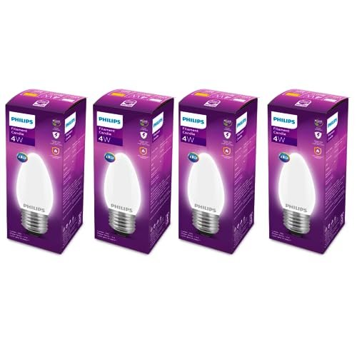 Philips 4-watt Filament Candle LED Bulb | Diffused Candle Bulb for Home & Decoration | Bulb Base: E27, Warm White | Pack of 4