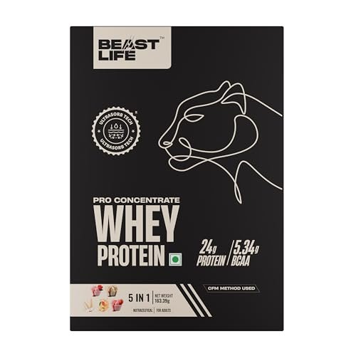 BeastLife Pro 100% Whey Protein Powder Sachets | Pack of 5 | Rose, Mango, Butterscotch, Malai kulfi & Strawberry | Muscle Growth & Recovery| Fast Absorbing, No Bloating |Ultrasorb Tech For Fast Digestion|NABL Lab Certified | 24g Protein, 5.3g BCAA | Travel-Friendly & Easy to Us