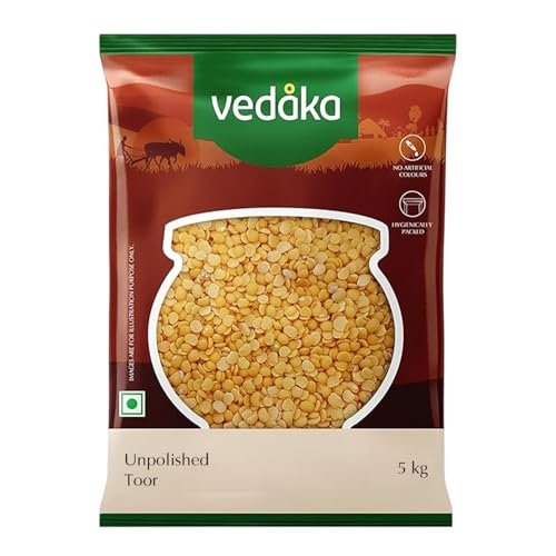 Amazon Brand – Vedaka Unpolished Toor Dal 5Kg | Arhar Dal | Rich Source Of Protein | Cholesterol Free & No Added Additives