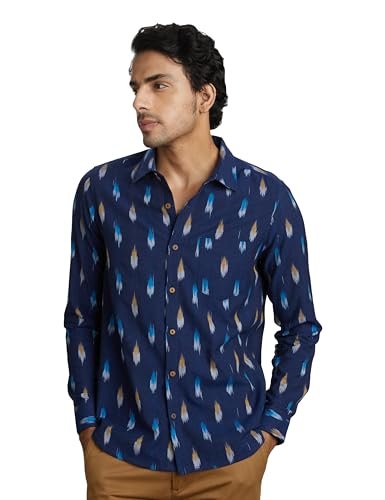 Amazon Brand – Symbol Men’s Regular Fit Cotton Ethnic Shirt Navy M