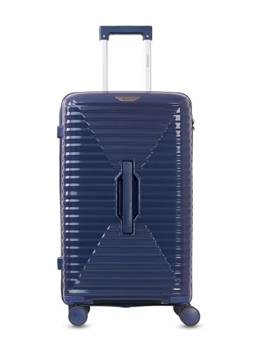 Wildcraft Keystone 8 Wheel Polycarbonate Travel Luggage Lightweight Antitheft Zipper Trunk Style Stylish Luggage,Navy