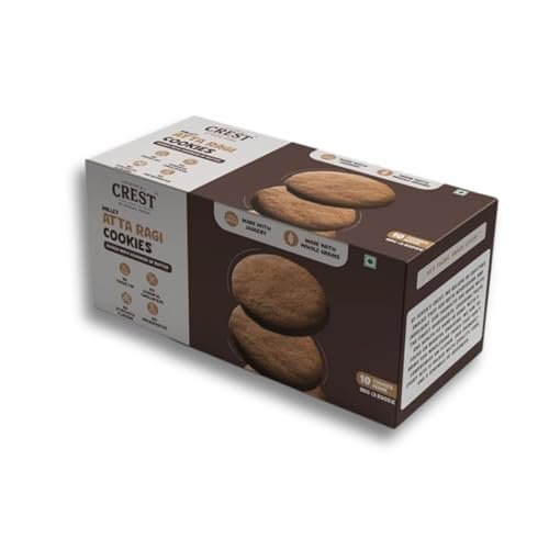 Seven’s Crest Millet Atta Ragi Cookies – Pack of 1 x 10 Cookie Per Box | Healthy & Nutritional Tea-Time Snack | No Trans Fat, No Synthetic Flavor, No Preservatives | Wholesome Digestive Ingredients