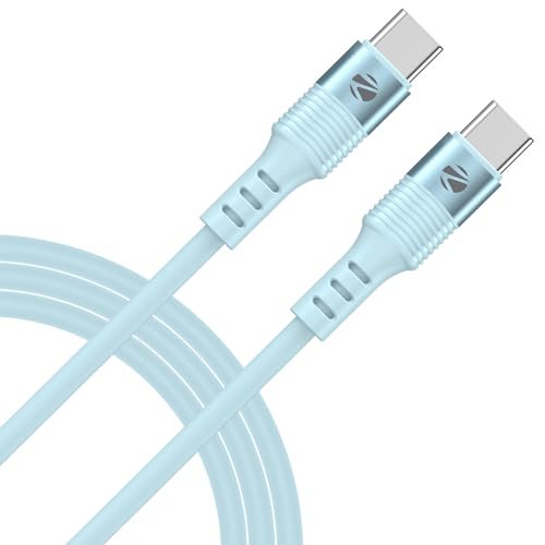 Zebronics Wattz 60CC2 Type-C to Type-C Soft Silicone Cable, PD 60W, 1 Meter, Durable, Charge & Sync, Rapid Charging, For Laptops, Tablets, Mobiles (Blue)