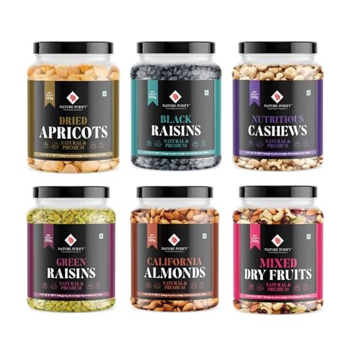 Nature Purfiy Dried Frutis Combo – (Almond, Cashew, Apricot,Black Raisins, Mixed Nuts, Kishmish – 250g Each) – 1 kg