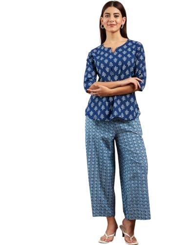 Modeve Women Printed Blue Night Suit Set_L