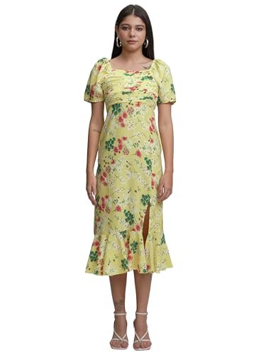 Tokyo Talkies Women Short Sleeve Square Neck Casual FIT TTJ6005916 M Green