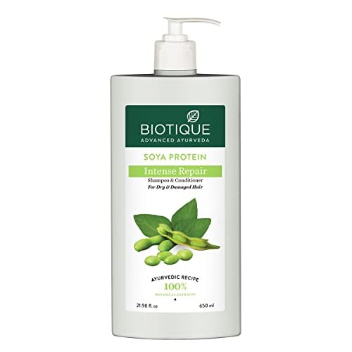 Biotique Soya Protein Fresh Nourishing Shampoo | Repairs Dry and Damaged Hair |Maintains pH Balance |Promotes Healthy Shiny Hair| Prevents Color Fading | All Skin Types | 650ml