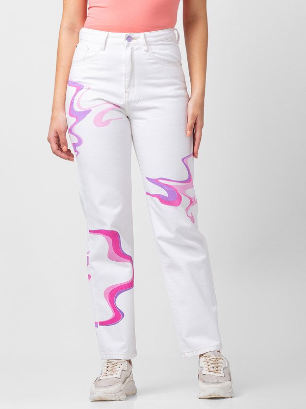 Spykar Women White, Pink, Purple Jeans