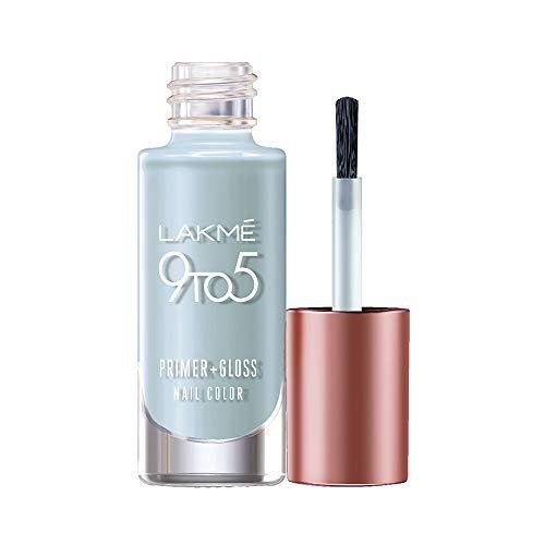 LAKMÉ 9 To 5 Primer + Gloss Glossy Finish Nail Colour, Blue Scape, 6 Ml