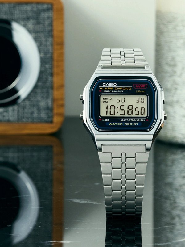 CASIO A159WA-N1DF Vintage Black Dial Silver Stainless Steel Band Digital Watch  – For Men & Women