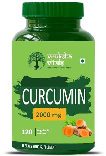 Vruksha Vitals Curcumin with Piperine > 95% Curcuminoids [LAB TESTED – COA ATTACHED] 2000 mg – 120 tablets/capsules supplement powder – Curcumin Extract supplements