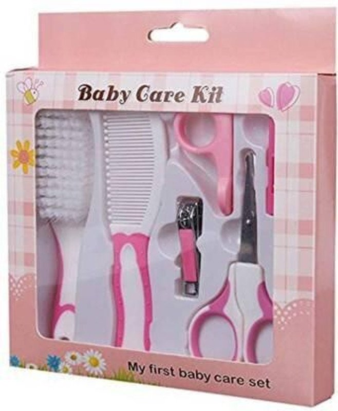 Squnib Baby Nail Grooming Kit One Box With 6 Items Nail Clipper with Safty Cover/Hair Brush/Comb/Scissors with safety cover