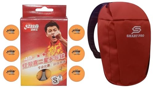 DHS TT Ball S-S1840BY 2 Star Y Supermarket (6 Pcs Box) 60 PCS with Smart PRO TT Special Cover Speed MEHROON