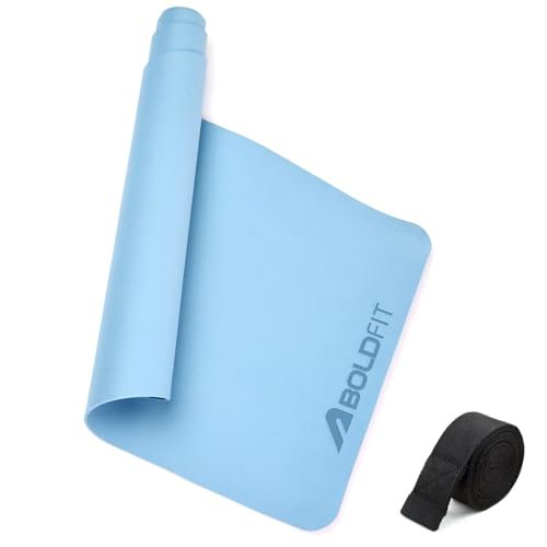 Boldfit Yoga Mats For Women Yoga Mat For Men Exercise Mat For Home Gym Mat Anti Slip YogaMate 5mm Workout Mat YogaMat For Kids Yoga Mate Gym Mats – Blue, Ethylene Vinyl Acetate