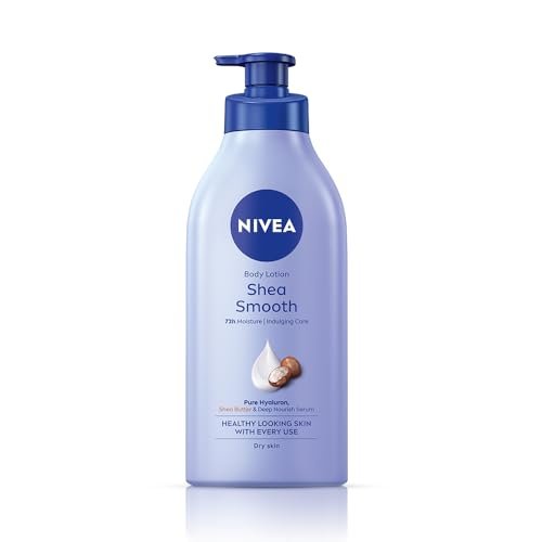 NIVEA Shea Smooth 600ml Body Lotion with Hyaluronic Acid & Deep Moisture Care | 72Hr Hydration | With Shea Butter | Non Greasy Formula for Smooth, Supple & Healthy Looking Skin | For Dry Skin