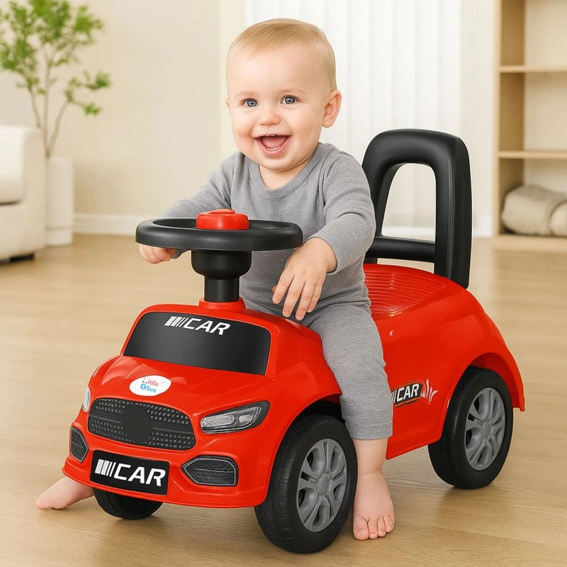 Little Olive Mini Car For Kids upto 6months – 2years Rideons & Wagons Non Battery Operated Ride On(Red, Silver, Black)