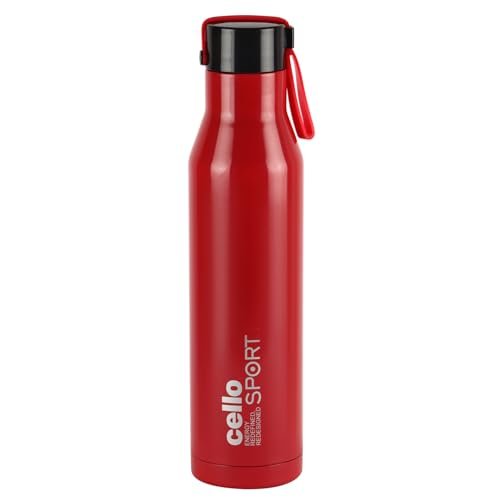 Cello Maestro Thermosteel Flask, 750ml, Red | 24 Hours Hot & Cold Stainless Steel Bottle | Leak Proof & Screw Top Lid | Ideal for Office, Gym, Home, Kitchen, Hiking, Trekking, Travel Bottle