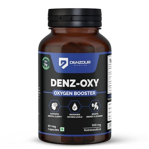 Denzour Nutrition Oxygen+ Capsules | Supports Energy, Focus & Mental Clarity | Helps Maintain Oxygen Utilization & Physical Endurance | 60 Veg Capsules | Made in India
