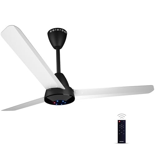 Colorbot Helix BLDC Ceiling Fans 1200mm | BEE 5 Star Rated | 370 RPM | Savings up to 65% | Remote Control (Boost, Timer, LED, Reverse Mode) | 4 Years Warranty (Noir White)