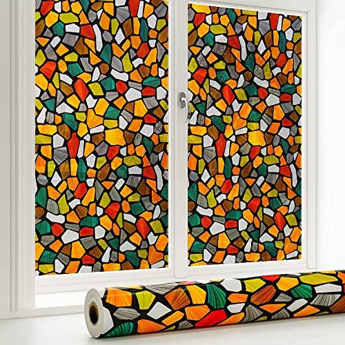 WALLTON Privacy Vinyl Frosted Window Film Glass Sticker Self-Adhesive Film Tint Wallpaper Opaque Sheet for Glass Privacy Cover Window, Door, Office, Home.| Anti-UV. (24×36 Inch, Shinny Stones)