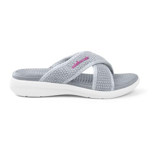 SOLETHREADS GRACE CROSS | Stylish | Comfy | Super soft | Ultra-Light | Phylon | Slippers | Flip Flops for Women|GREY|UK 4