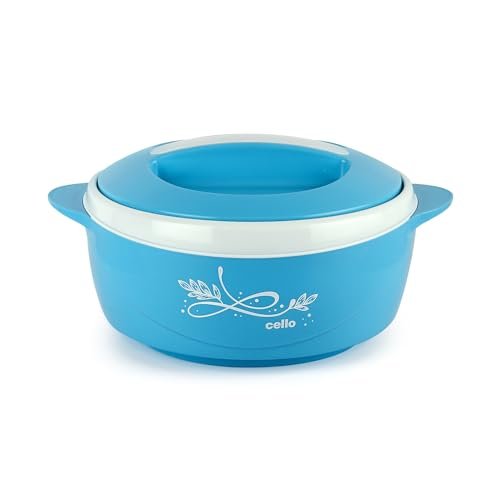 Cello Sapphire Insulated Inner Steel Casserole for Roti, 1250ml, Blue | Hot Box for Kitchen | Hot Pot for Home | Chapati Box | Locks in The Cold & Heat for Long | Serving Bowl with Lid