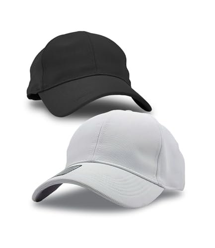 AWG ALL WEATHER GEAR Cap for Men’s Unisex Caps with Adjustable Strap Cap’s Mens Hat for Men’s Gym Caps for Mens Sports Caps for Men Cap for Men Stylish (Pack of 2) Black-White