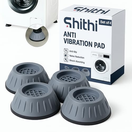 SHITHI Anti Vibration Pads for Washing Machine | Heavy Duty Shock Absorber Feet | Universal Fit for All Washers & Furnitures Heightening Pads with Suction | Noise & Movement Reducer (Set of 4)