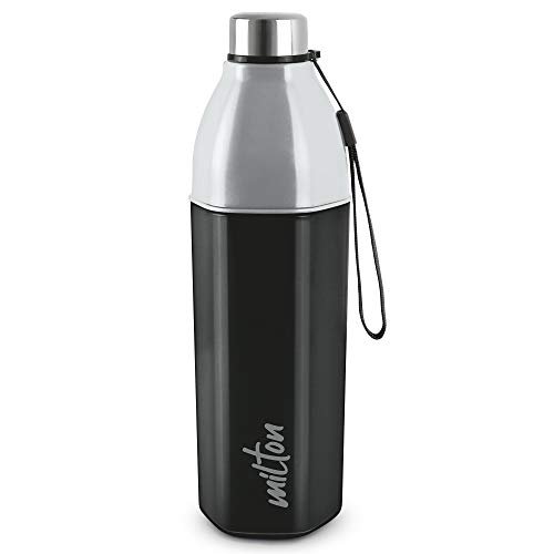 Milton Water Bottle Kool Hexone 1200 PU Insulated, 1.12 Litre, Leak Proof, BPA Free, Ideal for Home, Office, Gym, Travelling, Black