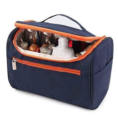 SaleOn Hanging Toiletry Bag for Travel | Waterproof Makeup Organizer Pouch for Men & Women | Cosmetic Travel Kit with Hook, Multiple Pockets & Handle | Portable Grooming Storage Bag -Color May Vary