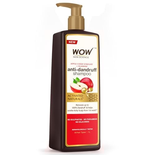 WOW Skin Science Apple Cider Vinegar Shampoo – 1L | Mild Anti-Dandruff Shampoo For Daily Use | Suitable For Men & Women | Balances PH Level | Contains No Sulphates, Parabens or Harmful Chemicals
