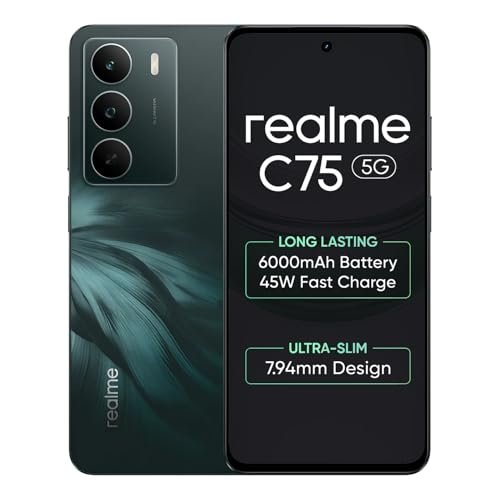 realme C75 Smartphone 6+128GB Midnight Lily, 6.67inch Screen, 120HZ Vision Display, 6000mAh Battery, 40MP Camera, MediaTek Dimensity 6300 Processor, IP64