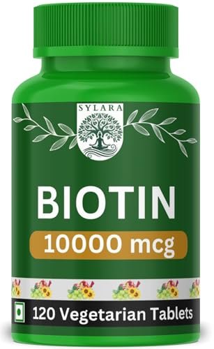 SYLARA Biotin 10000mcg – 120 Tablets Capsules Supplement – 10000 mcg Biotin Tablets for Hair Growth