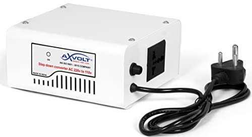 Axvolt 220V to 110V Copper Step Down Transformer Voltage Converter | 150W Transformer for US Appliances in India | Compact Travel-Friendly | White Color
