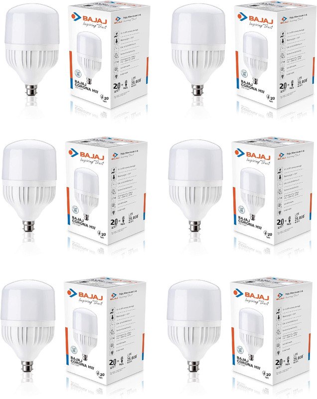 BAJAJ 20 W Basic Standard B22 LED Bulb(White, Pack of 6)